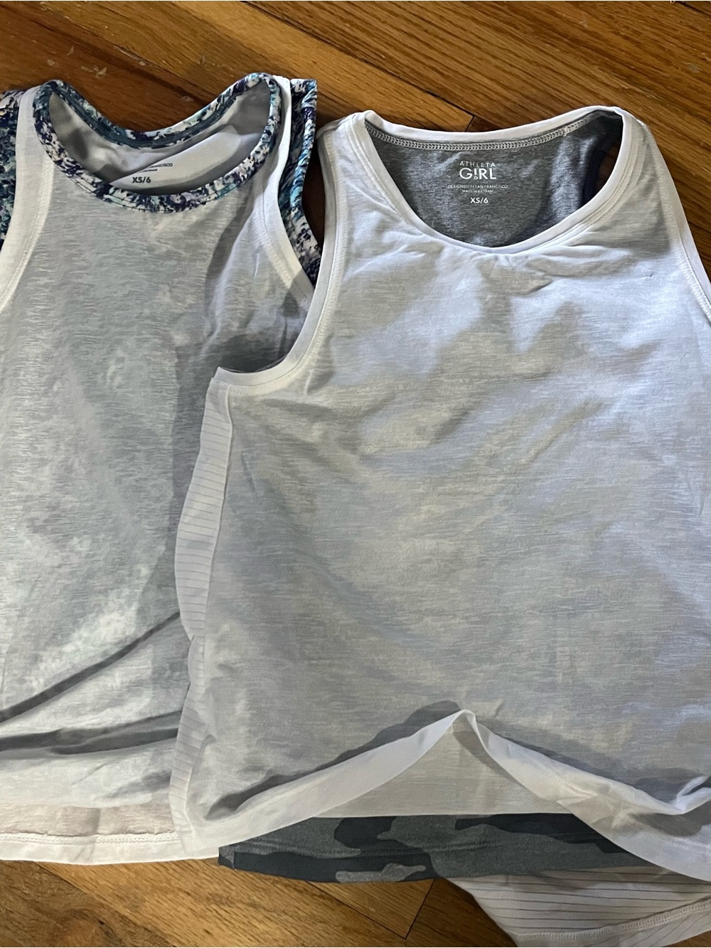 Athleta Girl Double Layer Sports Tank Tops Set of 2 Size XS / 6 Floral Grey